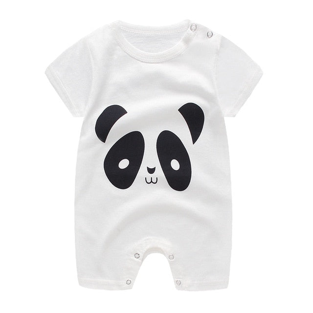 Organic Cartoon Panda Baby Summer Bodysuit