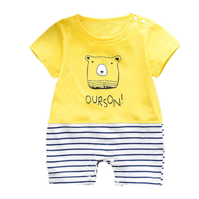 Organic Cartoon Ourson Baby Summer Bodysuit