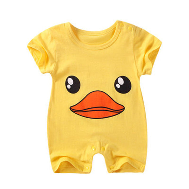 Organic Cartoon Duck Baby Summer Bodysuit