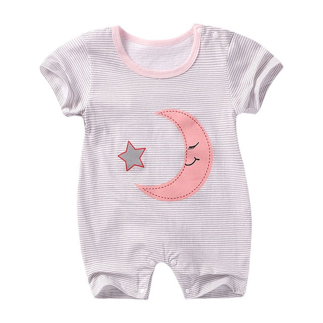 Organic Cartoon Crescent Baby Summer Bodysuit