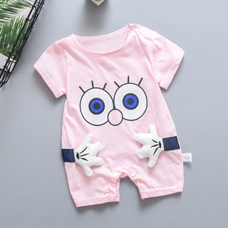 Organic Cartoon  White Hugs Baby Summer Bodysuit