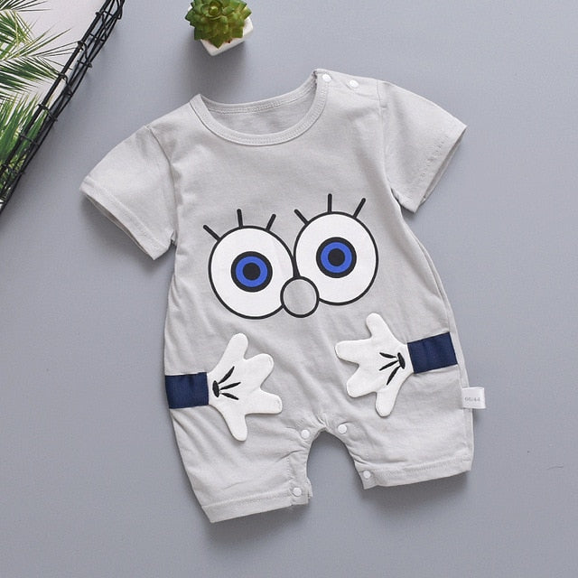 Organic Cartoon Pink Hugs Baby Summer Bodysuit