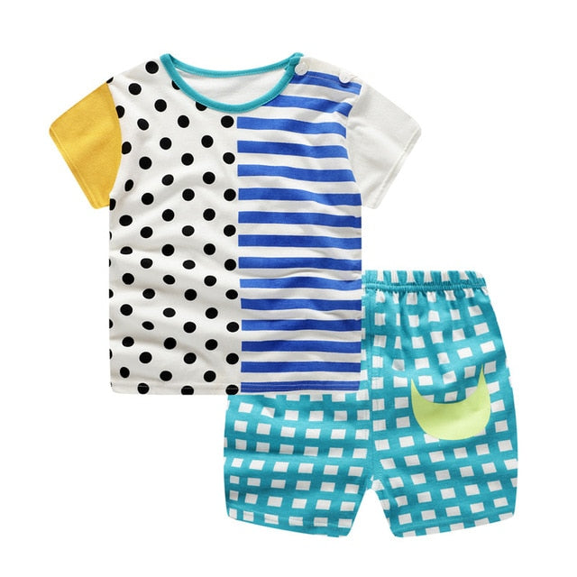 Organic Baby Boy T-shirt + Shorts - Pea-Coal Bundle