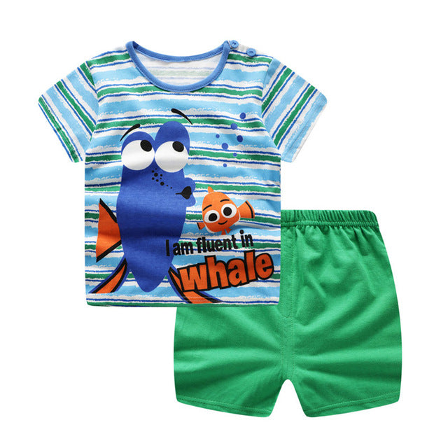 Organic Baby Boy T-shirt + Shorts - Whale Bundle