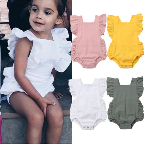 Baby Girl Ruffled Sleeveless Romper Sunsuit